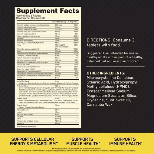 Optimum Nutrition OPTI-MEN® Multivitamin Tablets 90 Tablets (30 Servings) Peru | 95280QLPD